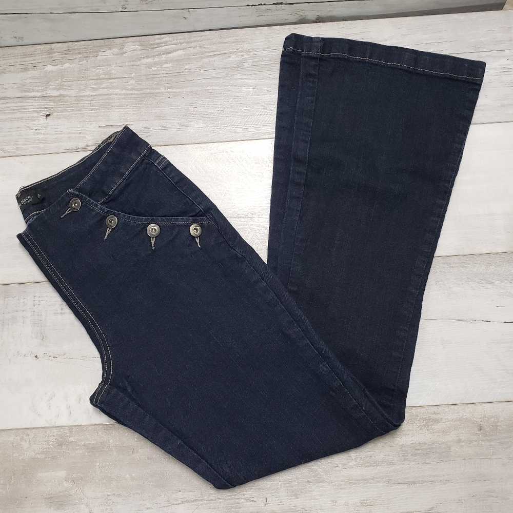Twentyone Black by Rue 21 Jeans High Rise Flare Size 5/6 Regular Button Fly Y2K